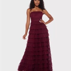 Nwt B Darlin Spaghetti Strap Square Neck Ruffle Gown-!needs zipper! Size 1-2